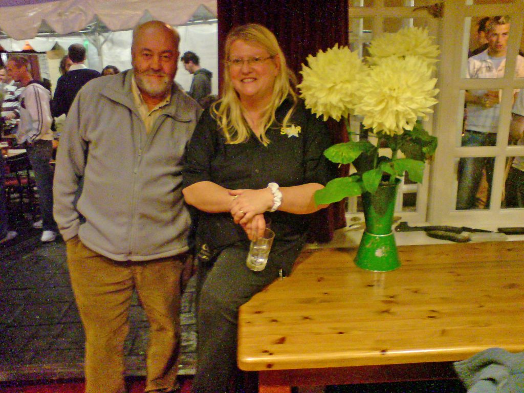 Star Inn Beer Festival with Fred Reins (and his prize chrysanthemums) and landlady Lita - July 2007